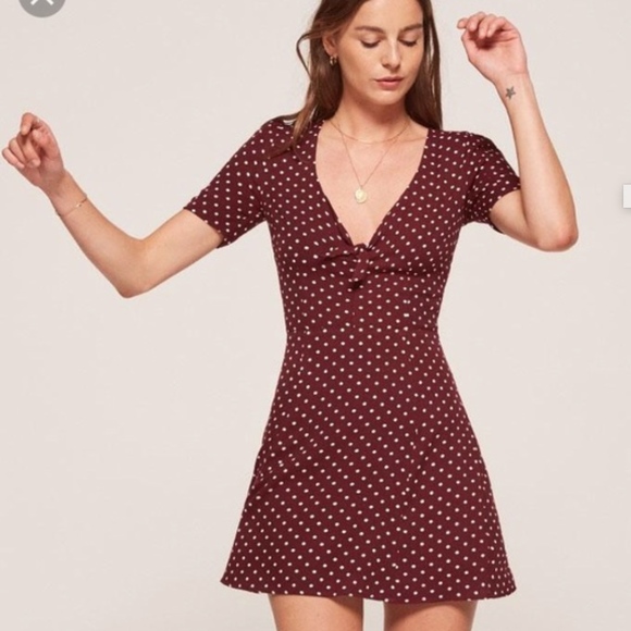 Exquisite Reformation Irene Dress Dots 0 XS - Picture 1 of 5